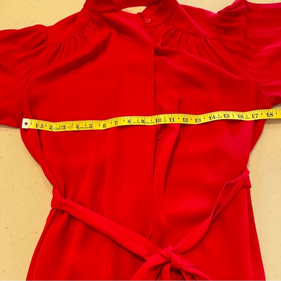 Rebecca Taylor 100% Silk Georgette Dress in Geranium Red Size XS NWOT - Picture 11 of 12